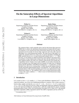 On the Saturation Effects of Spectral Algorithms in Large Dimensions