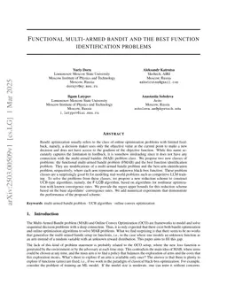 Functional multi-armed bandit and the best function identification problems