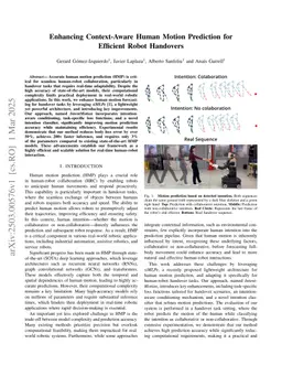 Enhancing Context-Aware Human Motion Prediction for Efficient Robot Handovers