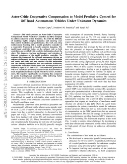 Actor-Critic Cooperative Compensation to Model Predictive Control for Off-Road Autonomous Vehicles Under Unknown Dynamics