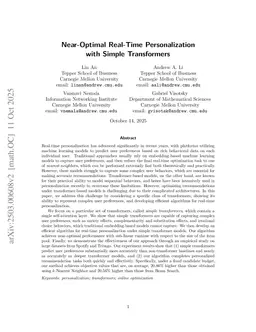 Near-Optimal Real-Time Personalization with Simple Transformers