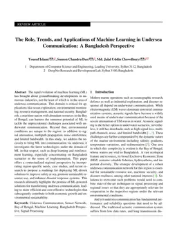 The Role, Trends, and Applications of Machine Learning in Undersea Communication: A Bangladesh Perspective