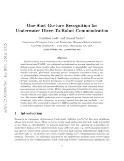 One-Shot Gesture Recognition for Underwater Diver-To-Robot Communication