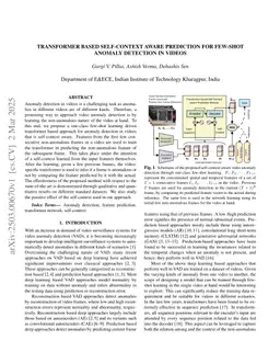 Transformer Based Self-Context Aware Prediction for Few-Shot Anomaly Detection in Videos