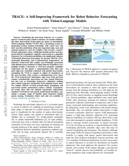 TRACE: A Self-Improving Framework for Robot Behavior Forecasting with Vision-Language Models