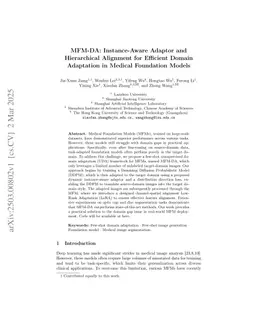 MFM-DA: Instance-Aware Adaptor and Hierarchical Alignment for Efficient Domain Adaptation in Medical Foundation Models