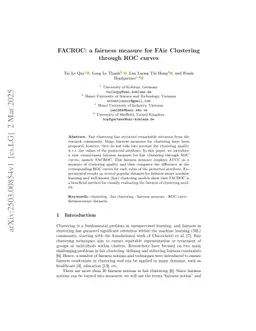 FACROC: a fairness measure for FAir Clustering through ROC curves