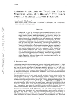 Asymptotic Analysis of Two-Layer Neural Networks after One Gradient Step under Gaussian Mixtures Data with Structure