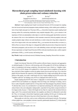 Hierarchical graph sampling based minibatch learning with chain preservation and variance reduction