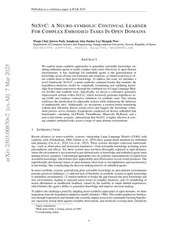 NeSyC: A Neuro-symbolic Continual Learner For Complex Embodied Tasks In Open Domains