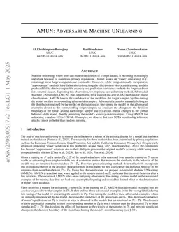 AMUN: Adversarial Machine UNlearning