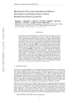 Modeling Fine-Grained Hand-Object Dynamics for Egocentric Video Representation Learning