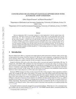 Constrained multi-fidelity Bayesian optimization with automatic stop condition