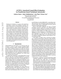ACTIVA: Amortized Causal Effect Estimation without Graphs via Transformer-based Variational Autoencoder