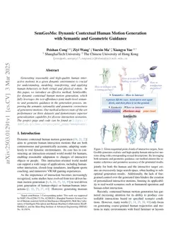 SemGeoMo: Dynamic Contextual Human Motion Generation with Semantic and Geometric Guidance
