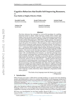 Cognitive Behaviors that Enable Self-Improving Reasoners, or, Four Habits of Highly Effective STaRs