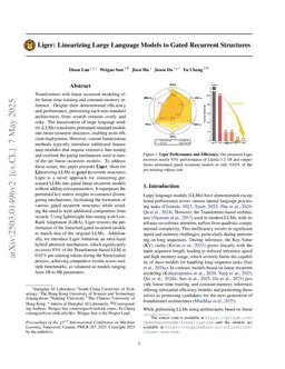 Liger: Linearizing Large Language Models to Gated Recurrent Structures