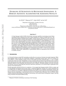 Enabling AI Scientists to Recognize Innovation: A Domain-Agnostic Algorithm for Assessing Novelty