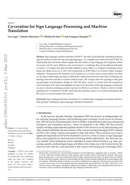 Co-creation for Sign Language Processing and Machine Translation