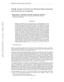 STAR: Stability-Inducing Weight Perturbation for Continual Learning