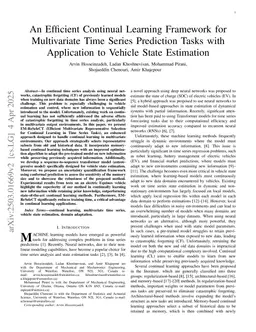An Efficient Continual Learning Framework for Multivariate Time Series Prediction Tasks with Application to Vehicle State Estimation