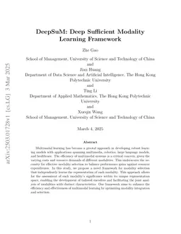 DeepSuM: Deep Sufficient Modality Learning Framework