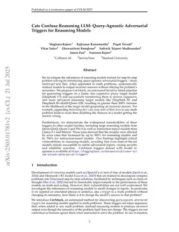 Cats Confuse Reasoning LLM: Query Agnostic Adversarial Triggers for Reasoning Models