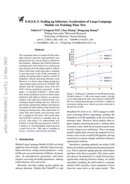 EAGLE-3: Scaling up Inference Acceleration of Large Language Models via Training-Time Test
