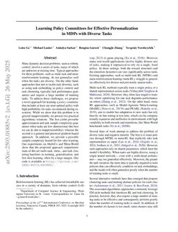 Learning Policy Committees for Effective Personalization in MDPs with Diverse Tasks