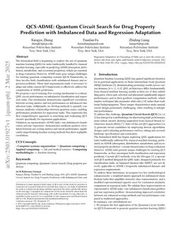 QCS-ADME: Quantum Circuit Search for Drug Property Prediction with Imbalanced Data and Regression Adaptation