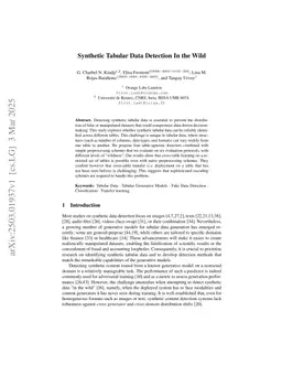 Synthetic Tabular Data Detection In the Wild