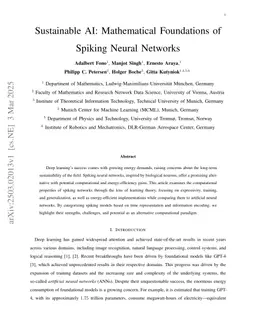 Sustainable AI: Mathematical Foundations of Spiking Neural Networks