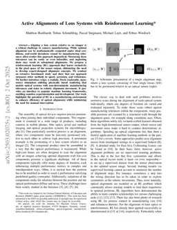 Active Alignments of Lens Systems with Reinforcement Learning