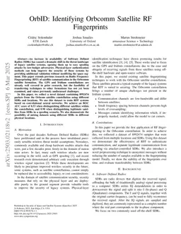 OrbID: Identifying Orbcomm Satellite RF Fingerprints