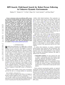 RPF-Search: Field-based Search for Robot Person Following in Unknown Dynamic Environments