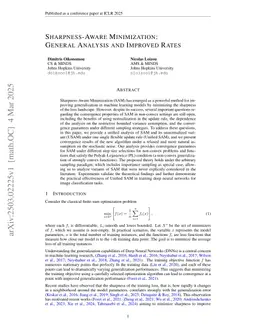 Sharpness-Aware Minimization: General Analysis and Improved Rates