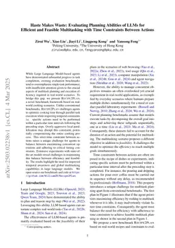 Haste Makes Waste: Evaluating Planning Abilities of LLMs for Efficient and Feasible Multitasking with Time Constraints Between Actions