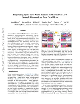 Empowering Sparse-Input Neural Radiance Fields with Dual-Level Semantic Guidance from Dense Novel Views
