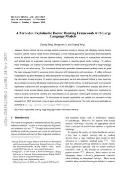 A Zero-shot Explainable Doctor Ranking Framework with Large Language Models