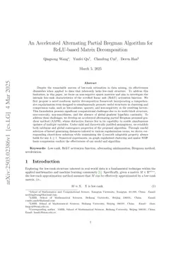 An Accelerated Alternating Partial Bregman Algorithm for ReLU-based Matrix Decomposition