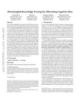 Disentangled Knowledge Tracing for Alleviating Cognitive Bias