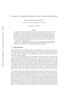 Practical Unclonable Encryption with Continuous Variables