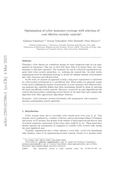 Optimisation of cyber insurance coverage with selection of cost effective security controls