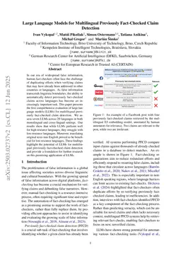 Large Language Models for Multilingual Previously Fact-Checked Claim Detection