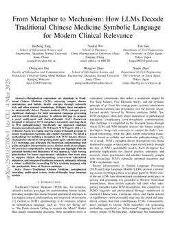 From Metaphor to Mechanism: How LLMs Decode Traditional Chinese Medicine Symbolic Language for Modern Clinical Relevance
