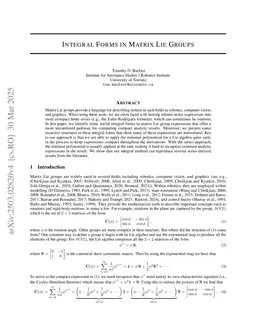 Integral Forms in Matrix Lie Groups