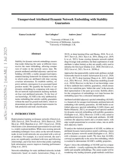 Unsupervised Attributed Dynamic Network Embedding with Stability Guarantees