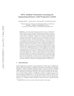 OCL: Ordinal Contrastive Learning for Imputating Features with Progressive Labels