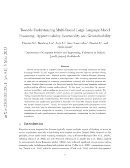 Towards Understanding Multi-Round Large Language Model Reasoning: Approximability, Learnability and Generalizability