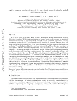 Active operator learning with predictive uncertainty quantification for partial differential equations